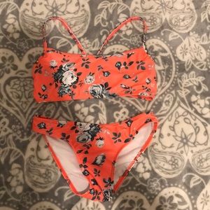 Pink flower patterned bikini